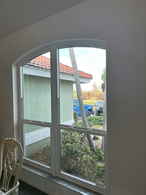 Arched impact window, interior view