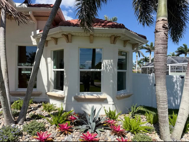 Bay window with impact windows on a Florida home, Storm Pro window replacement in Hillsborough County