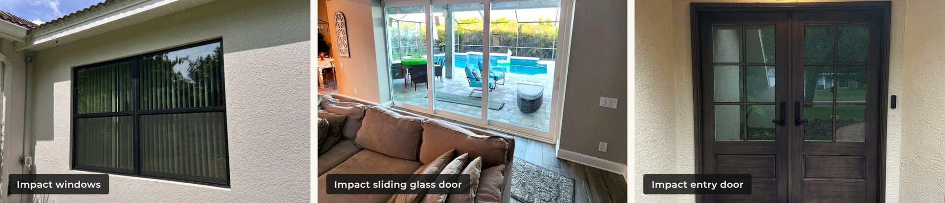 Impact windows, slider, and entry door as My Safe Florida Home opening protection upgrades