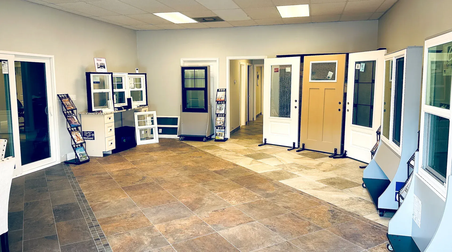 Impact windows and doors on display in the Storm Pro showroom