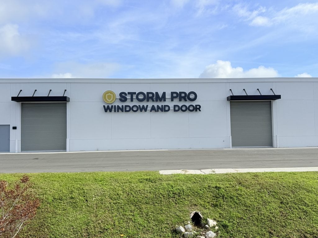 Storm Pro Window and Door building with its sign